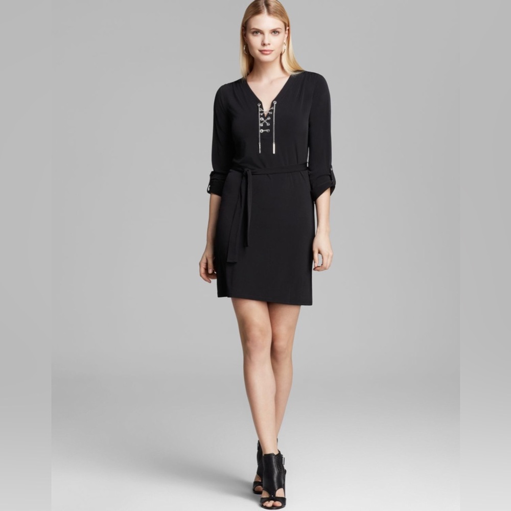 Michael Kors Black Dress with Gold Chain Accents
